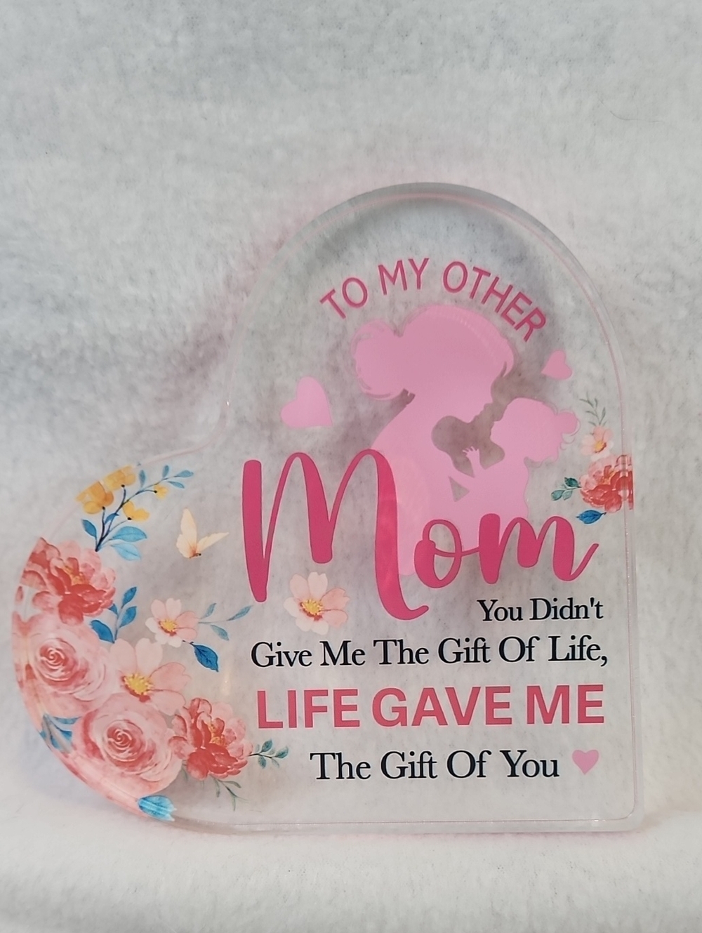 Pink Heart-Shaped Decorative Plaque - 'To My Other Mom'